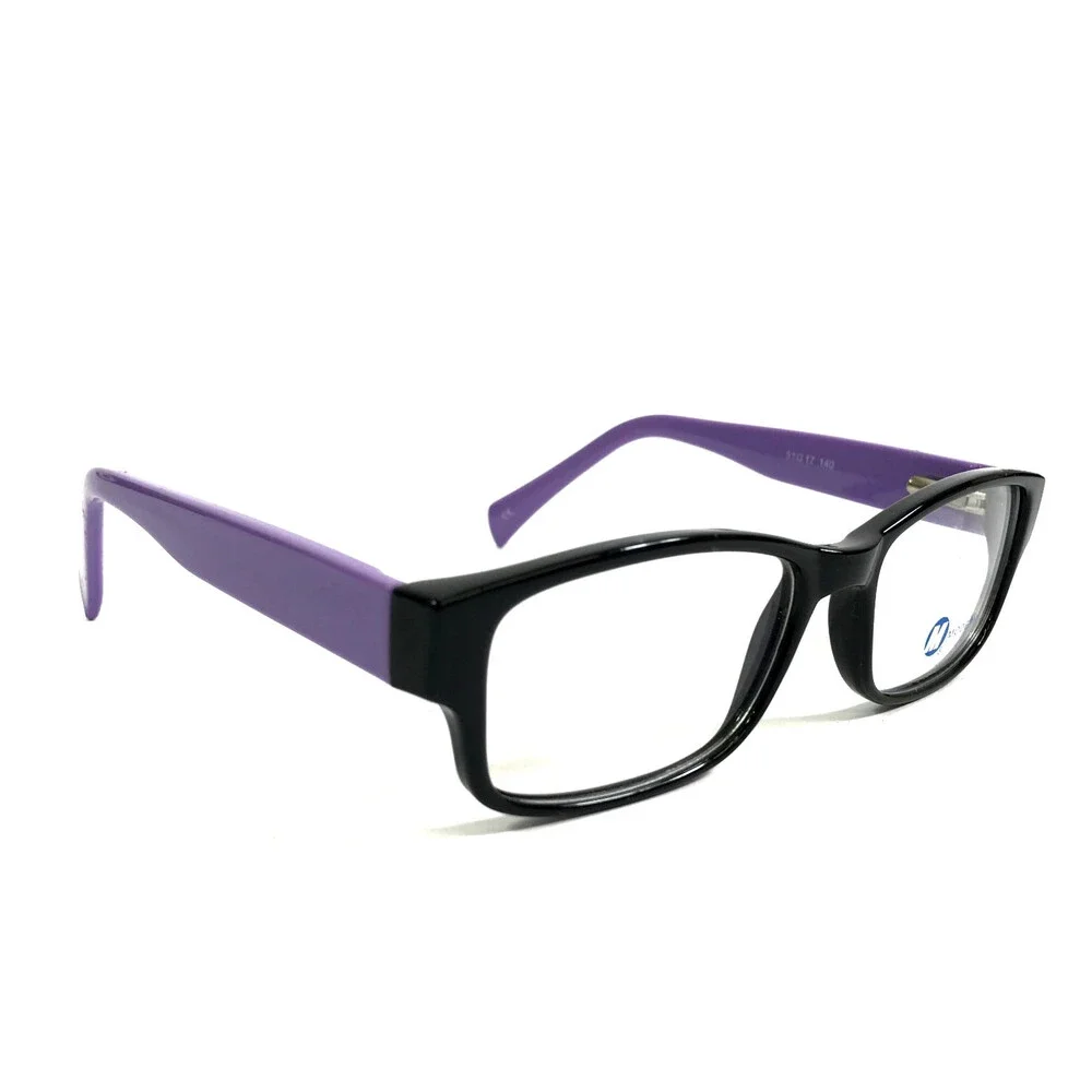 Modern Eyeglasses Frames CHILL BLACK/LILAC Rectangle Full Rim 51-17-140